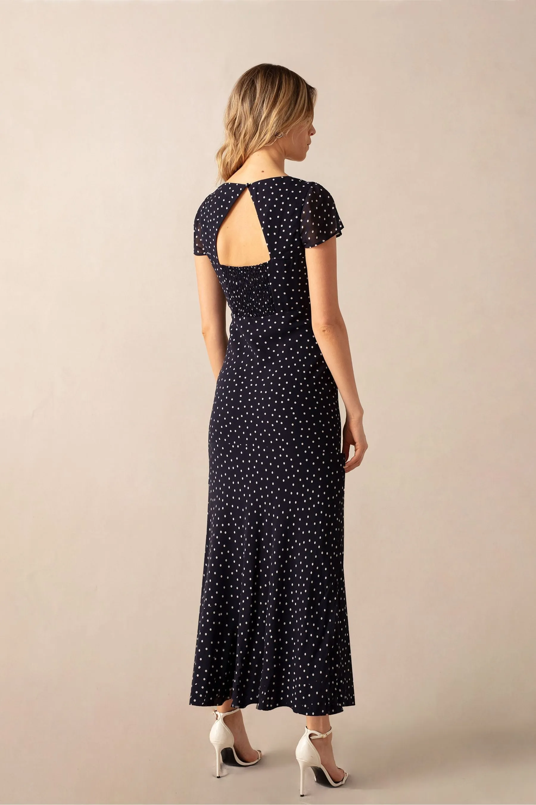 Ro&Zo Blue - Spot Print Sweetheart Neckline Midi Dress