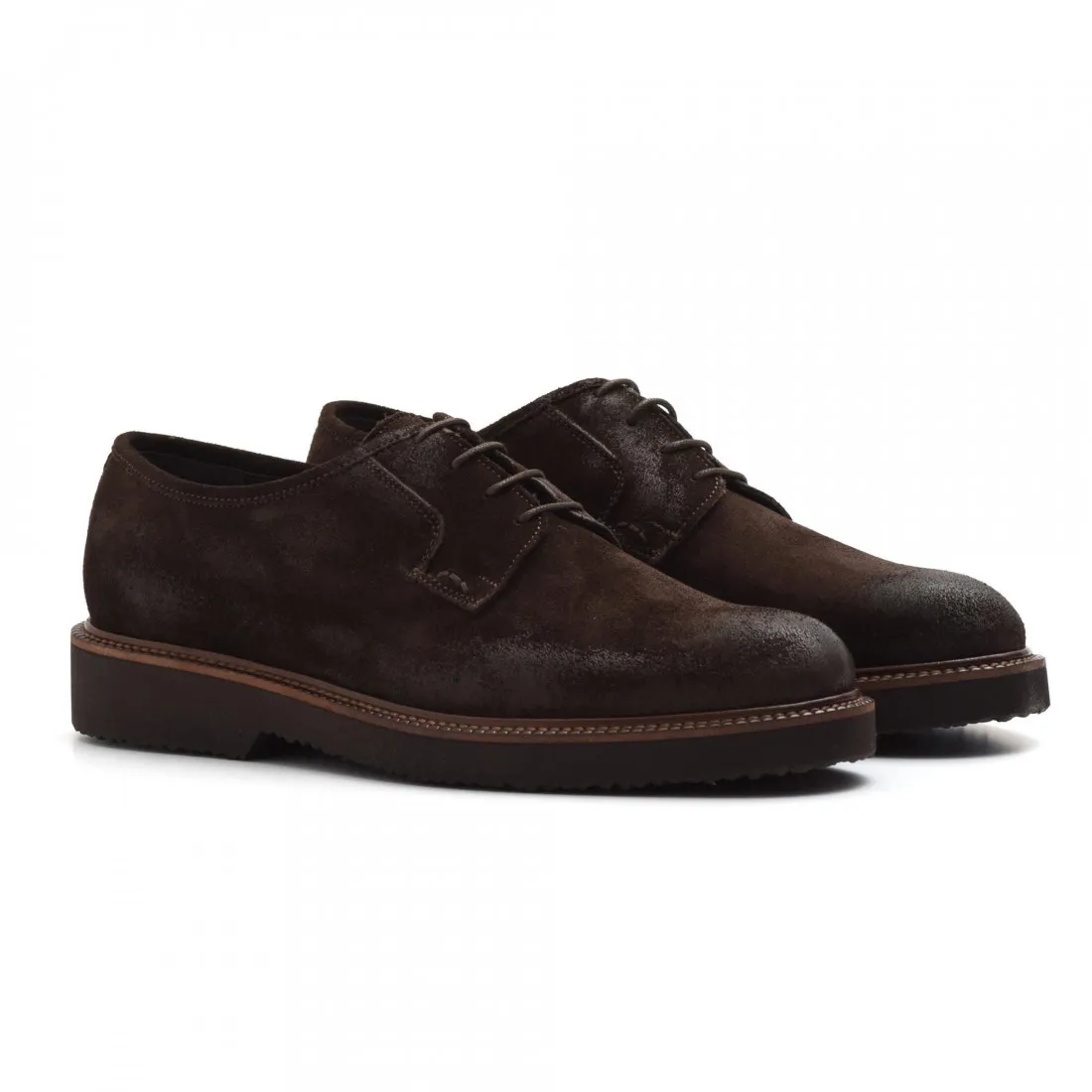 Scarpa derby in morbido camoscio ingrassato