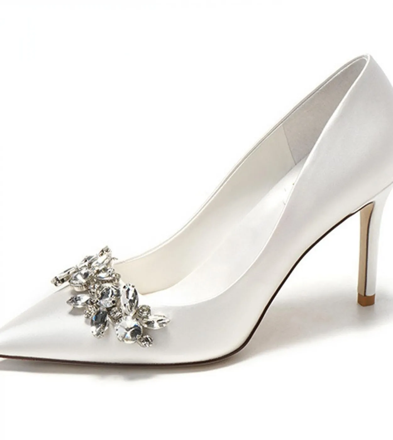 Scarpe da sposa da sposa con strass Scarpe da sposa da sposa in seta sintetica Nuove donne bianche