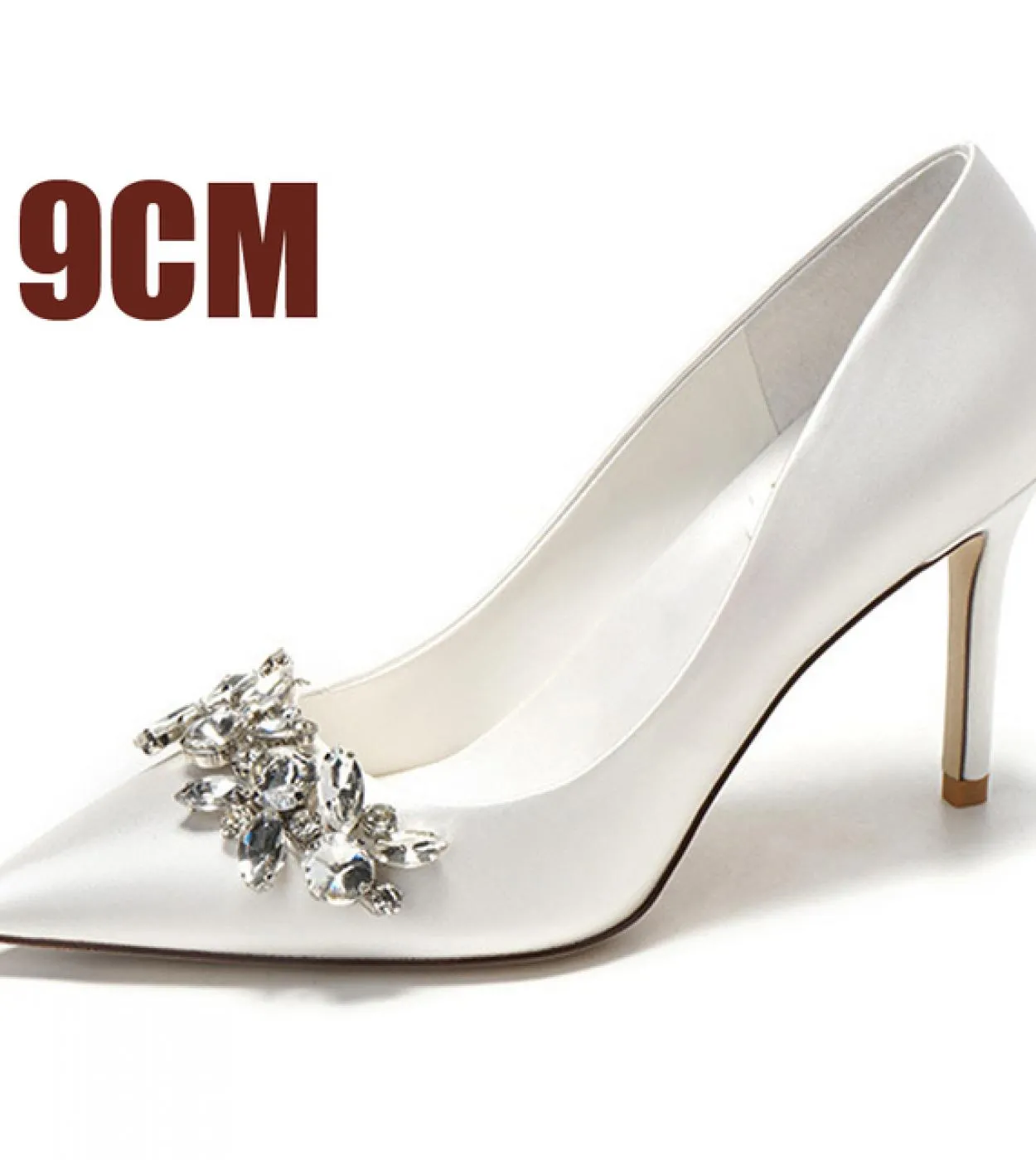 Scarpe da sposa da sposa con strass Scarpe da sposa da sposa in seta sintetica Nuove donne bianche