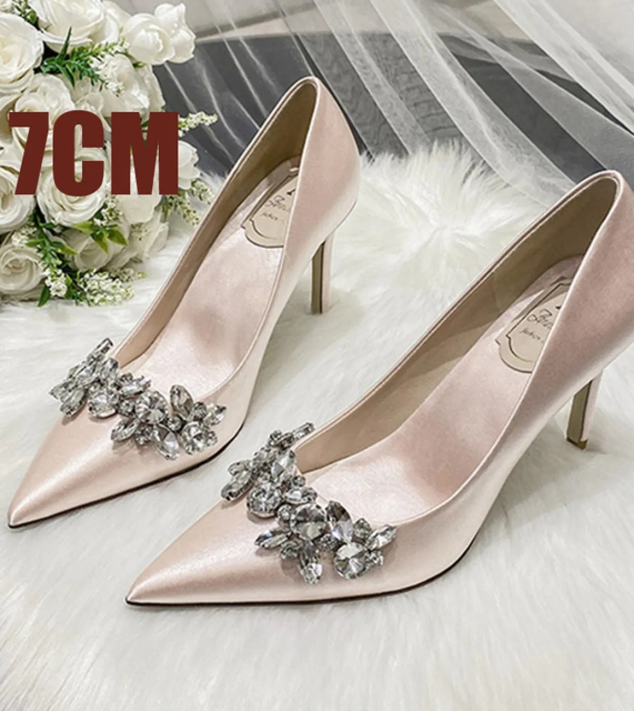 Scarpe da sposa da sposa con strass Scarpe da sposa da sposa in seta sintetica Nuove donne bianche