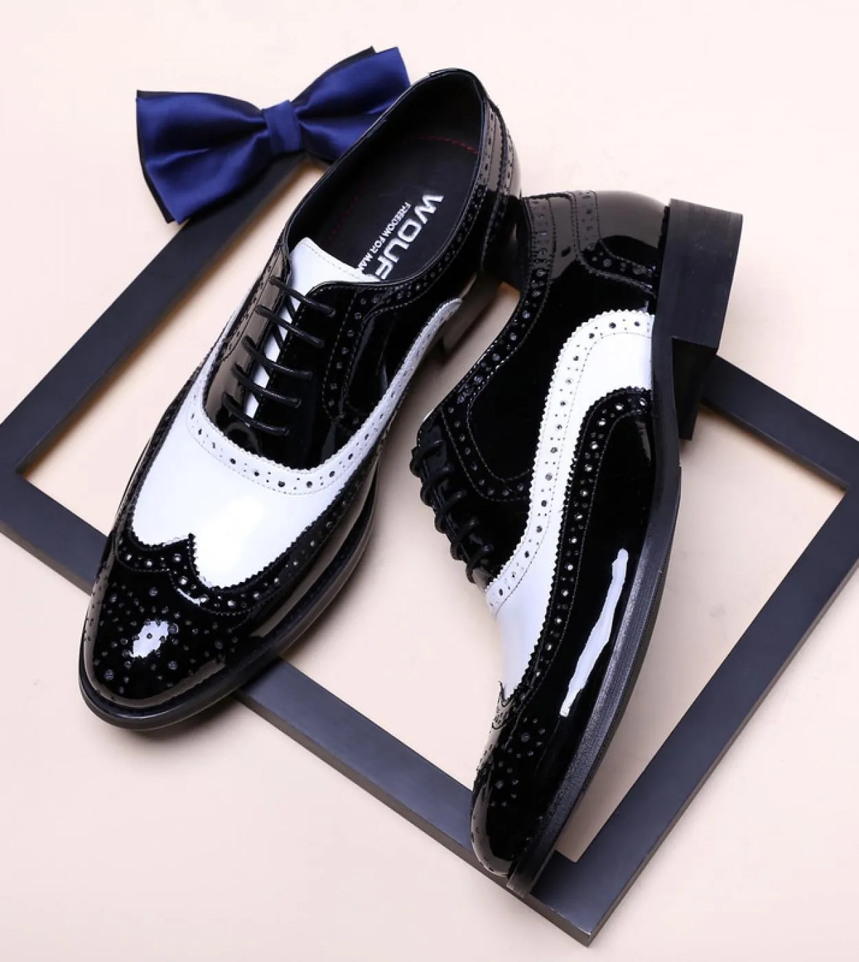 Scarpe da uomo marroni eleganti da sposa nere bianche Scarpe eleganti da uomo nere bianche di lusso