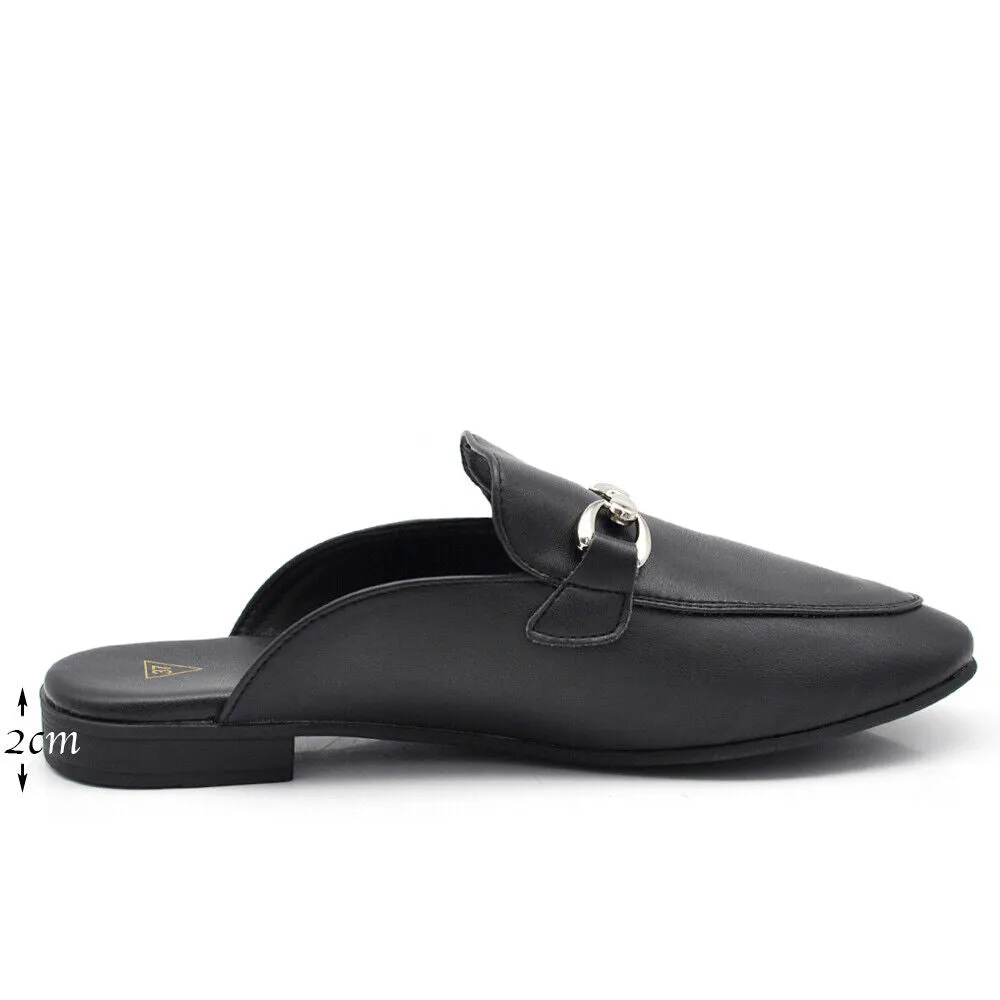 Scarpe Mule Mocassini Sandali Ciabatte Da Donna Con Morsetto MP664-3 nero