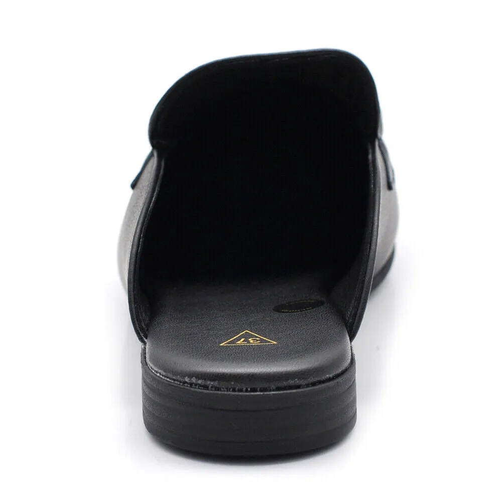 Scarpe Mule Mocassini Sandali Ciabatte Da Donna Con Morsetto MP664-3 nero