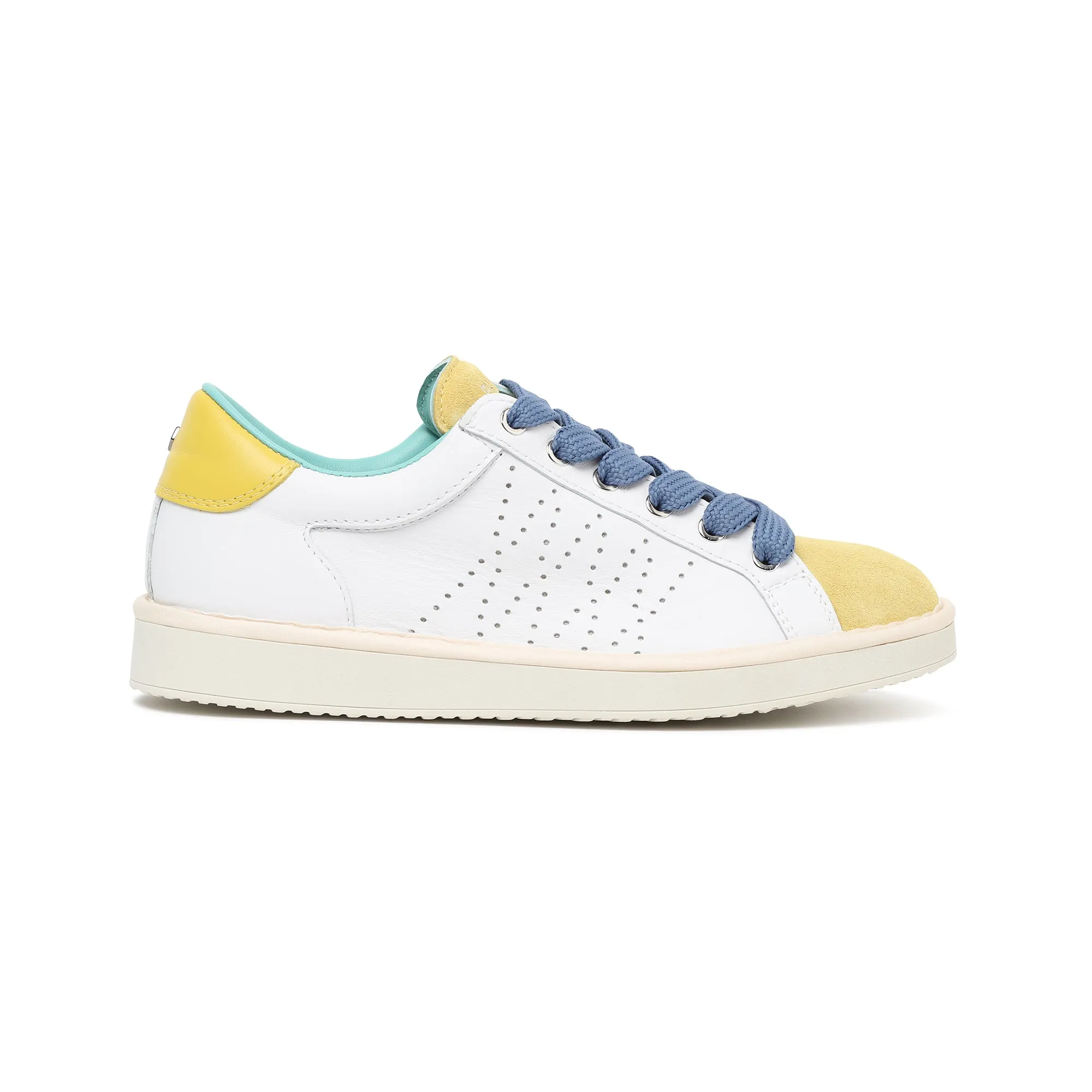 scarpe PANCHIC LACE-UP LEATHER SUEDEWHITE-YELLOW DENIM