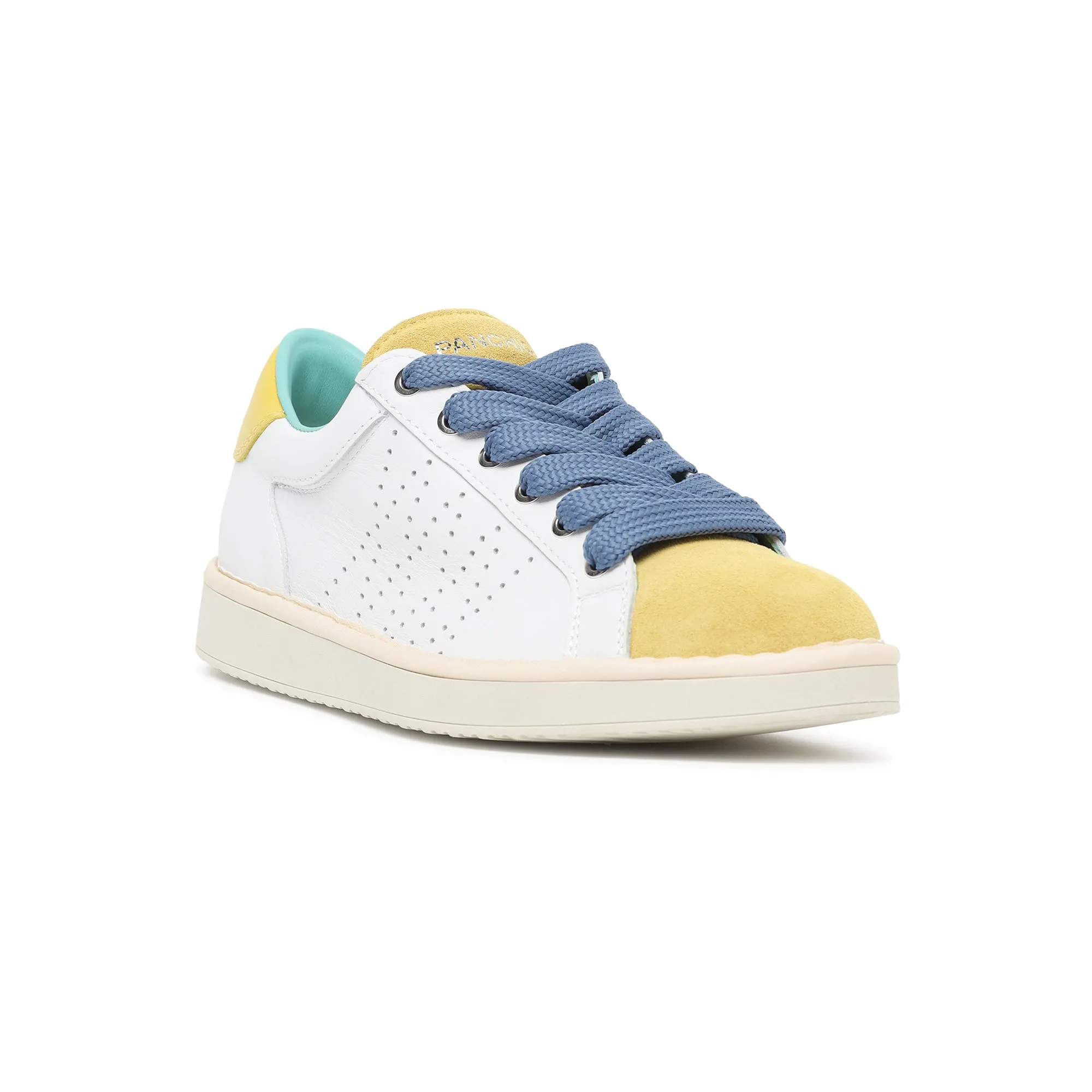 scarpe PANCHIC LACE-UP LEATHER SUEDEWHITE-YELLOW DENIM