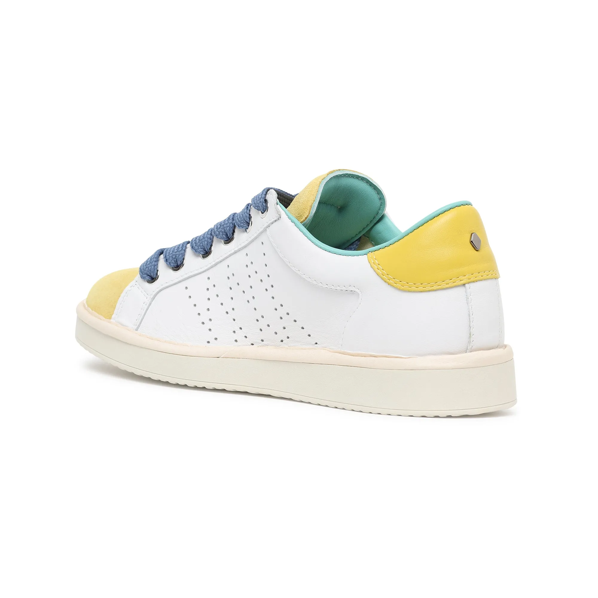 scarpe PANCHIC LACE-UP LEATHER SUEDEWHITE-YELLOW DENIM