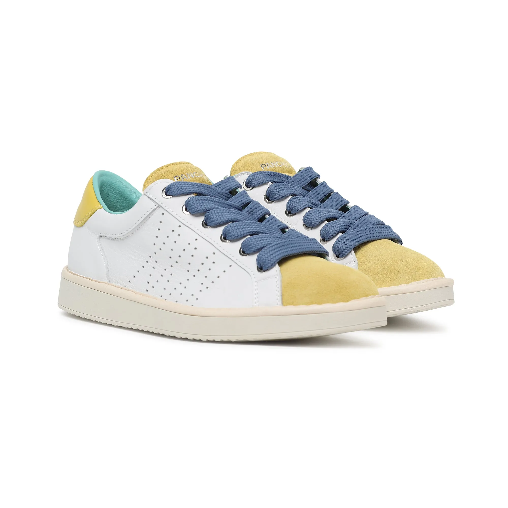 scarpe PANCHIC LACE-UP LEATHER SUEDEWHITE-YELLOW DENIM