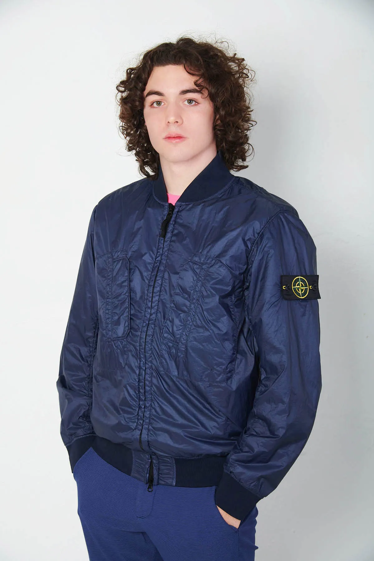 STONE ISLAND Giubbotto Bomber in tessuto calandrato 10 denari con PRIMALOFT