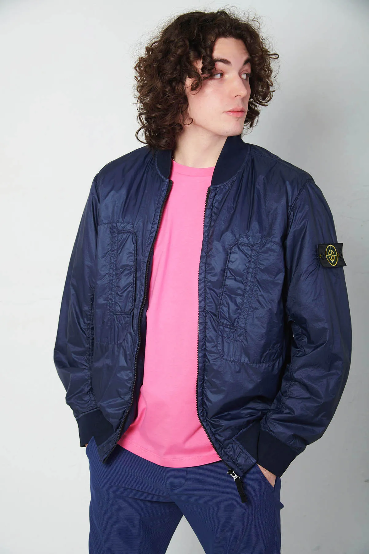 STONE ISLAND Giubbotto Bomber in tessuto calandrato 10 denari con PRIMALOFT