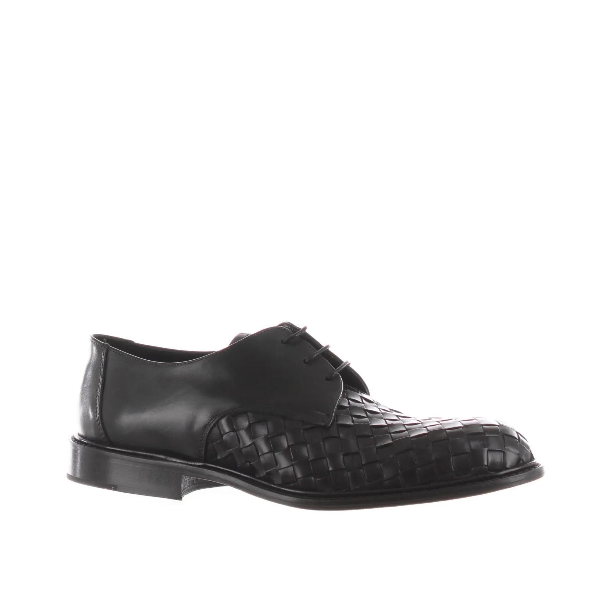 Stringata derby in pelle intrecciata