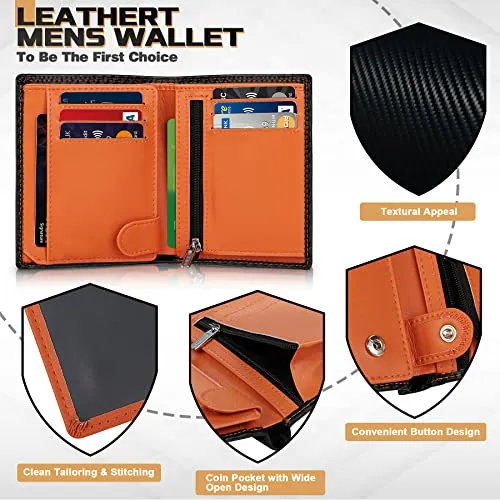TEEHON Portafoglio Uomo RFID Blocking Pelle Carbonio con 11 Porta Carte di Credito, 2 Finestra ID, Portamonete Cerniera, 2 Scomp