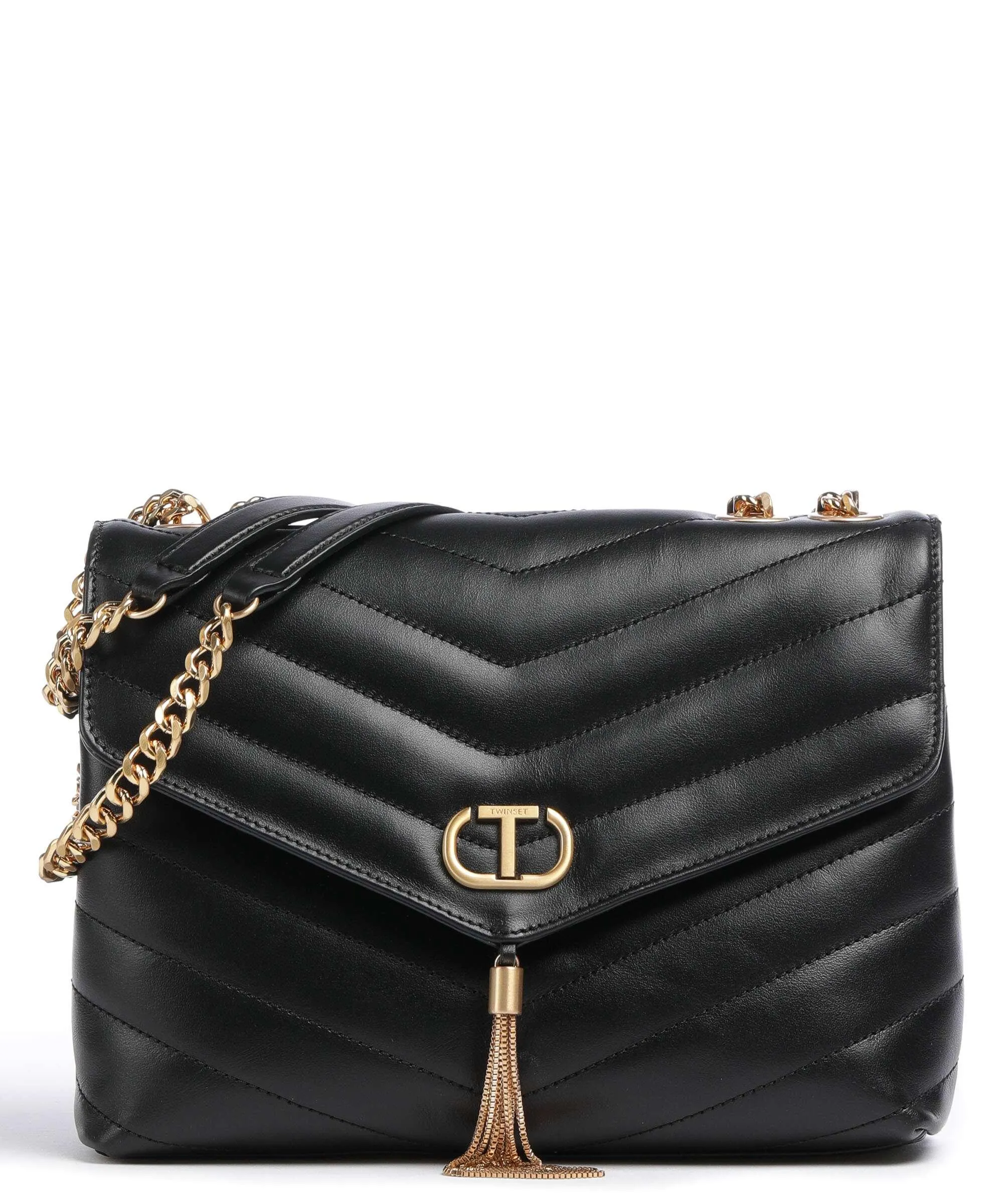  Twinset Dreamy Dreamy Borsa a spalla pelle di vitello finemente grana nero  