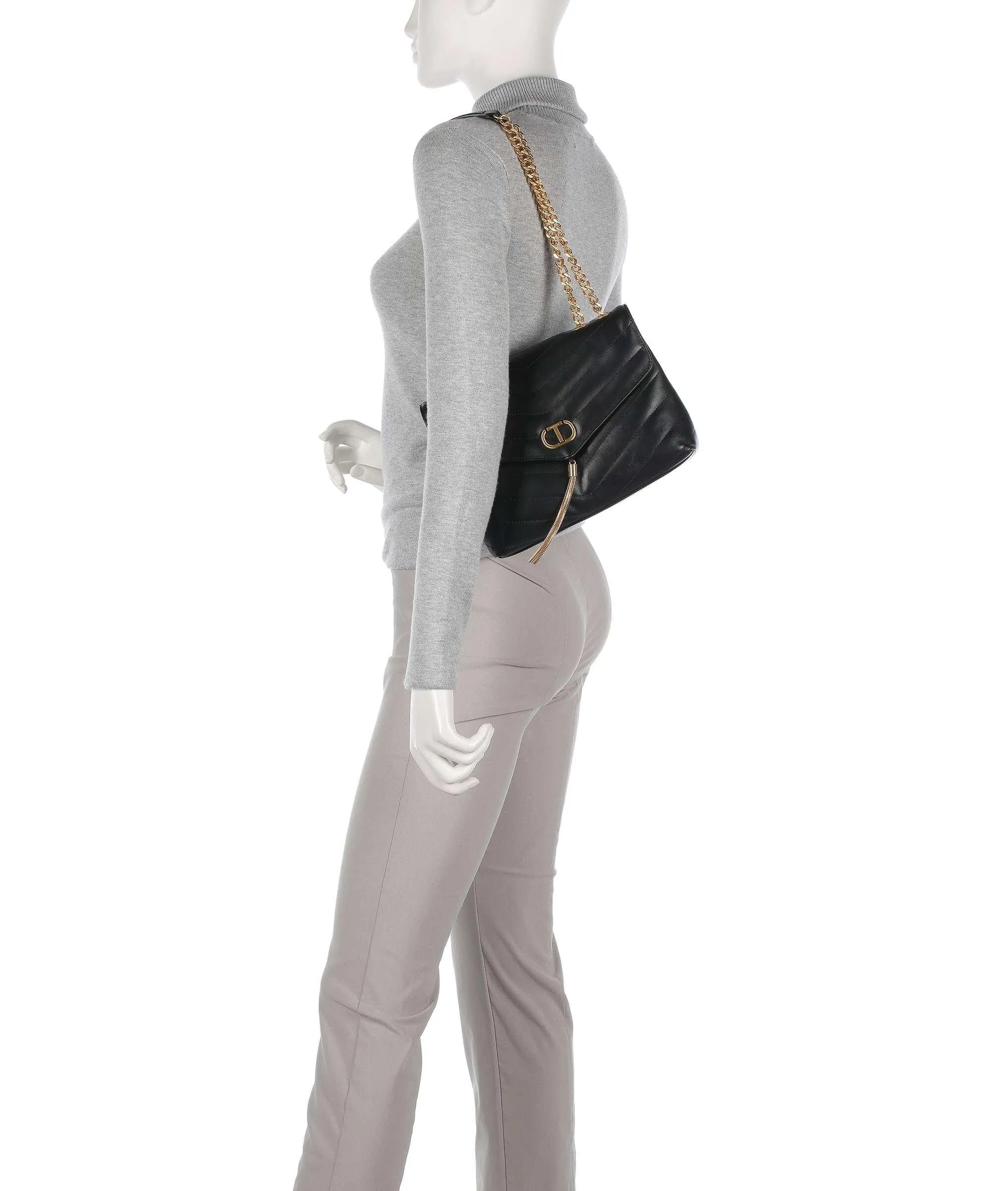  Twinset Dreamy Dreamy Borsa a spalla pelle di vitello finemente grana nero  