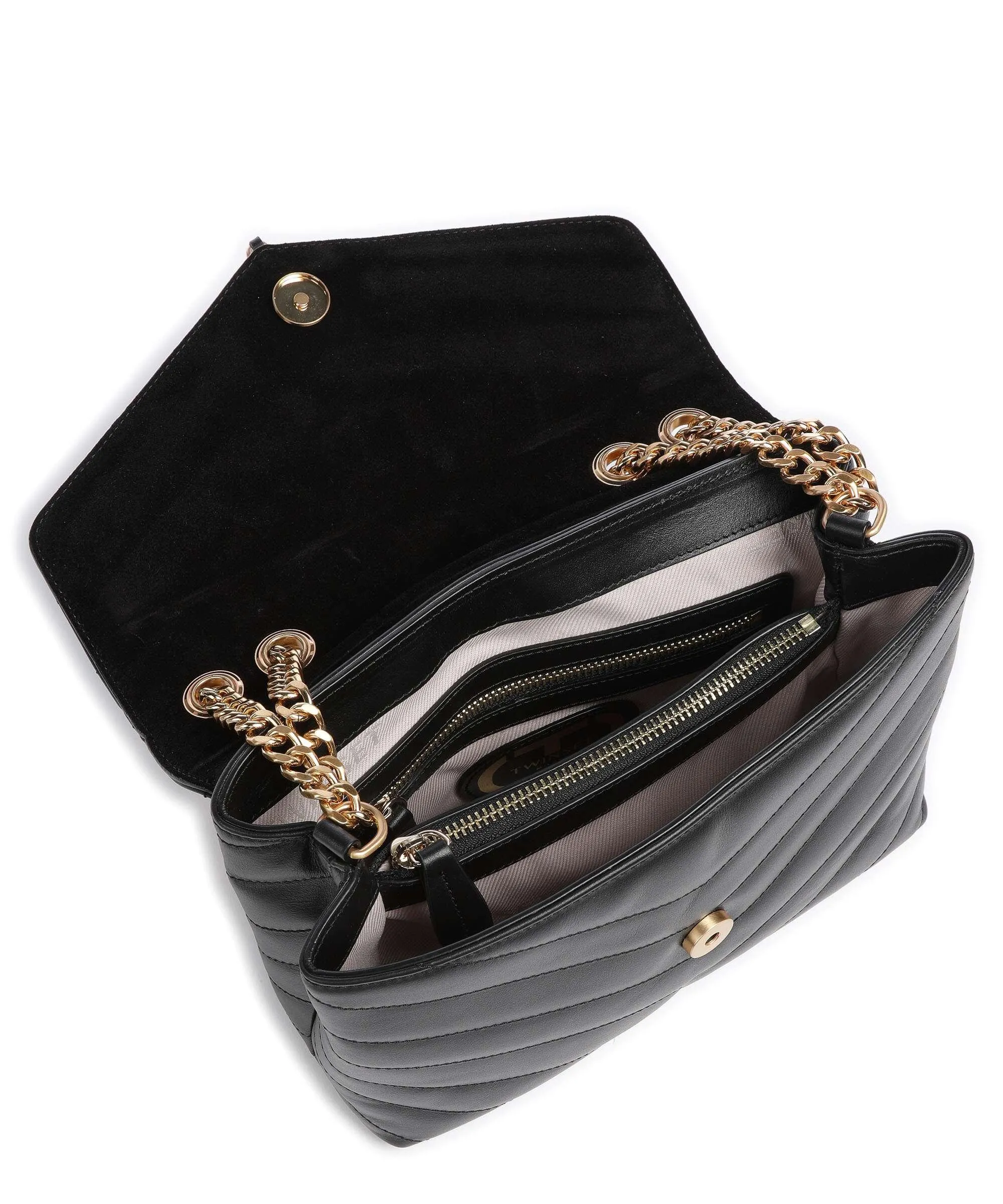  Twinset Dreamy Dreamy Borsa a spalla pelle di vitello finemente grana nero  