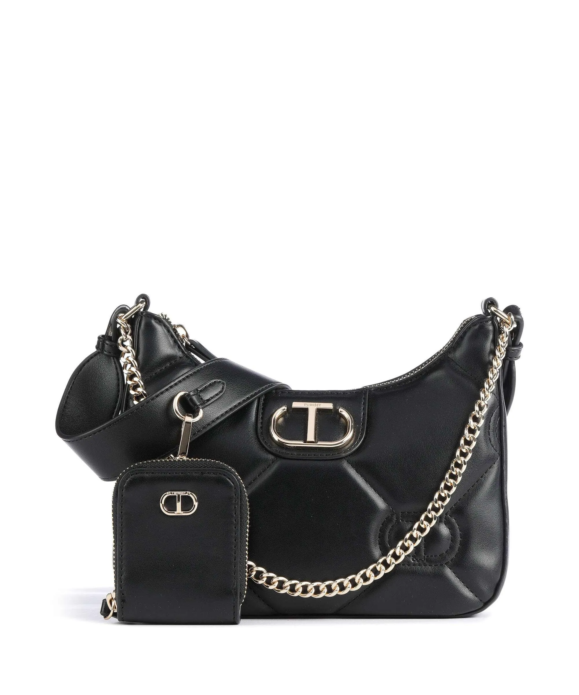  Twinset Signature Matelasse' Borsa a spalla pelle sintetica nero  