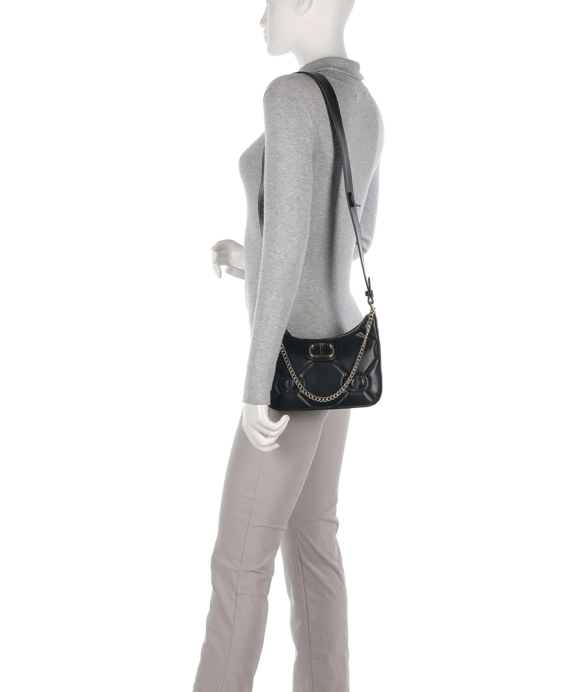  Twinset Signature Matelasse' Borsa a spalla pelle sintetica nero  