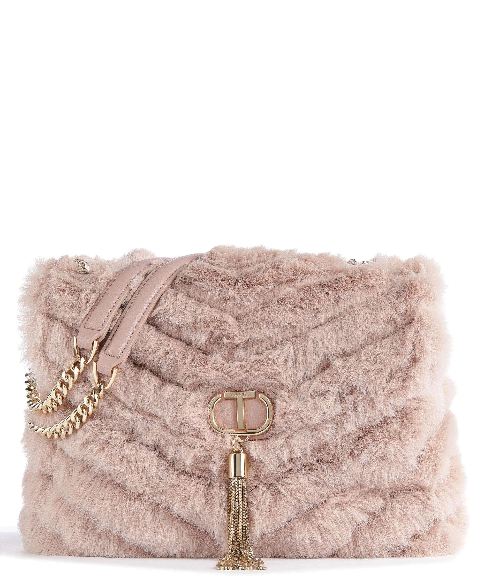  Twinset Soft Dreamy Borsa a spalla eco-pelliccia rosa  