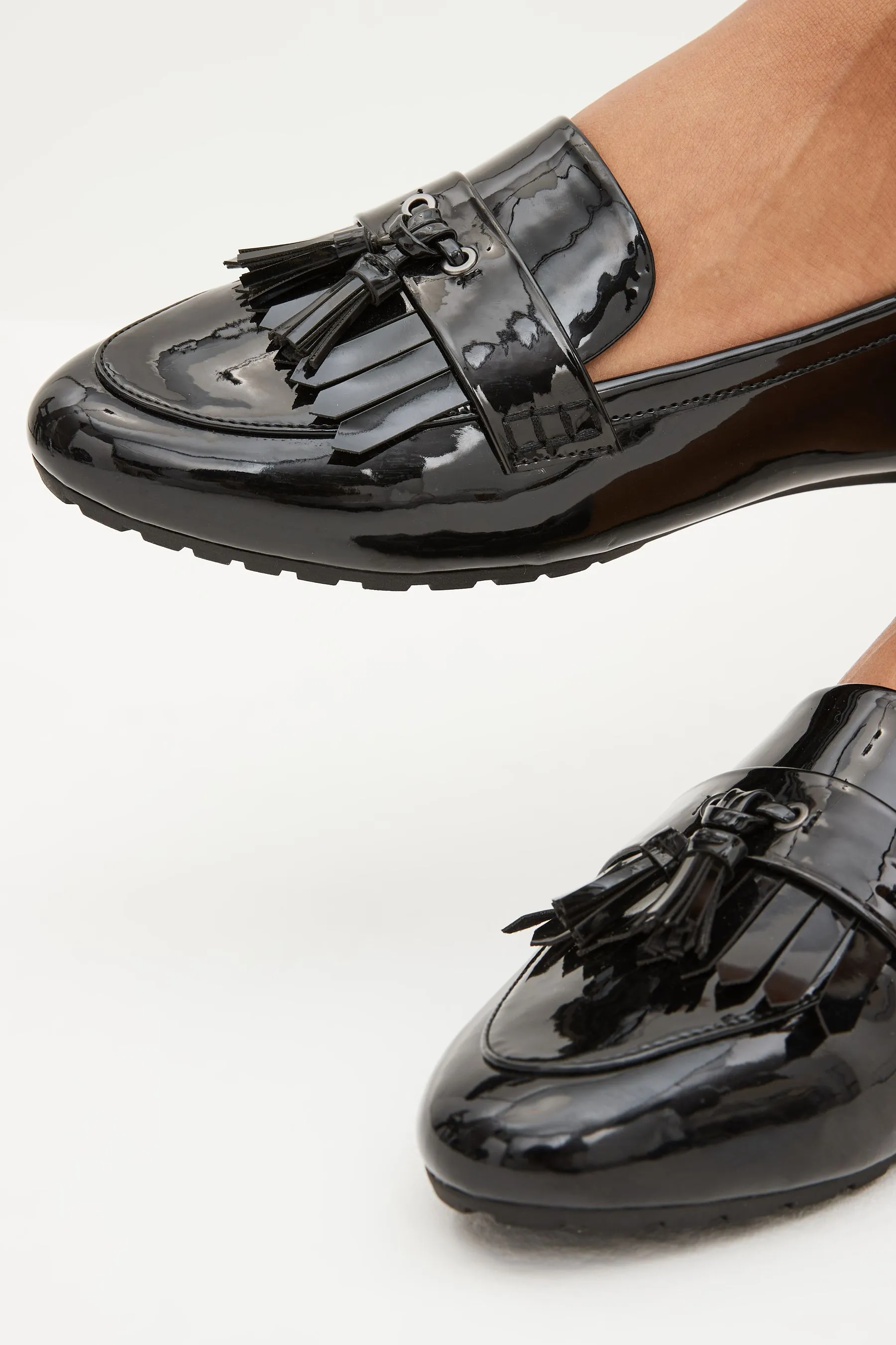 Vernice nera  - Forever Comfort® - Mocassini con nappa e suola a carrarmato