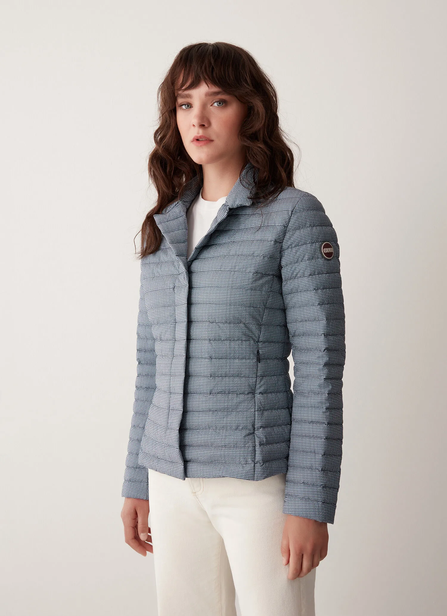 Vichy-print blazer with lapel collar