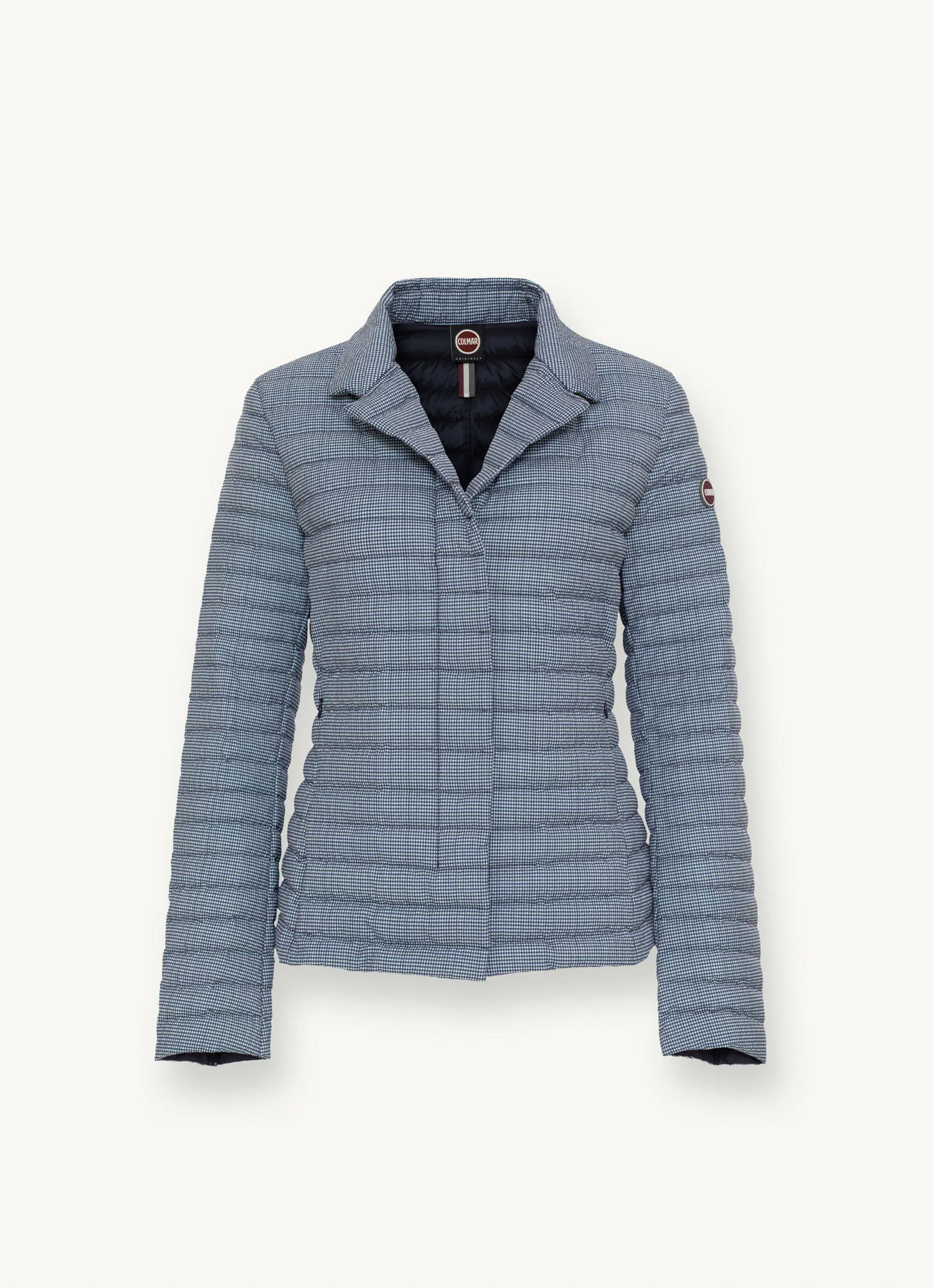 Vichy-print blazer with lapel collar