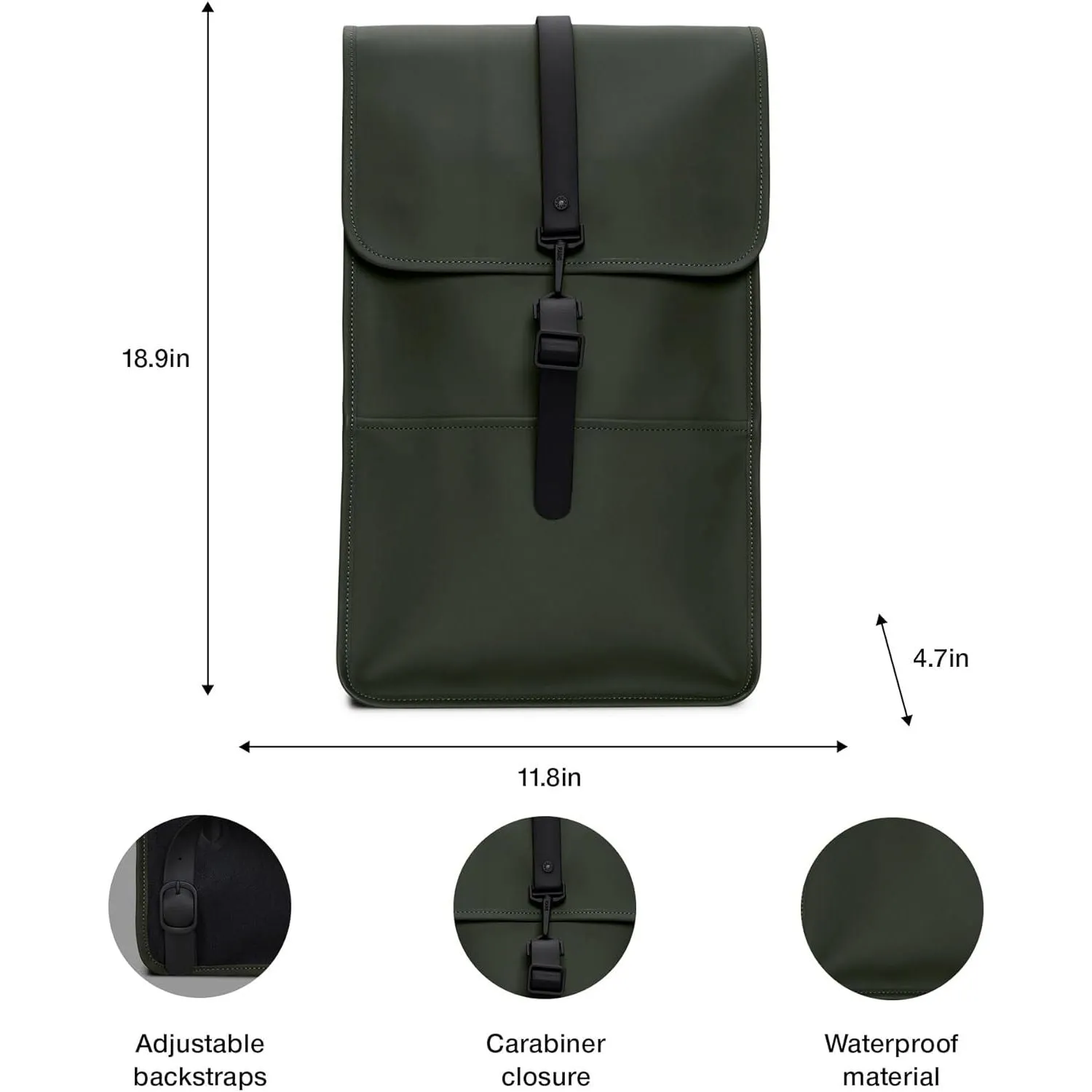Zaino RAINS Unisex Verde